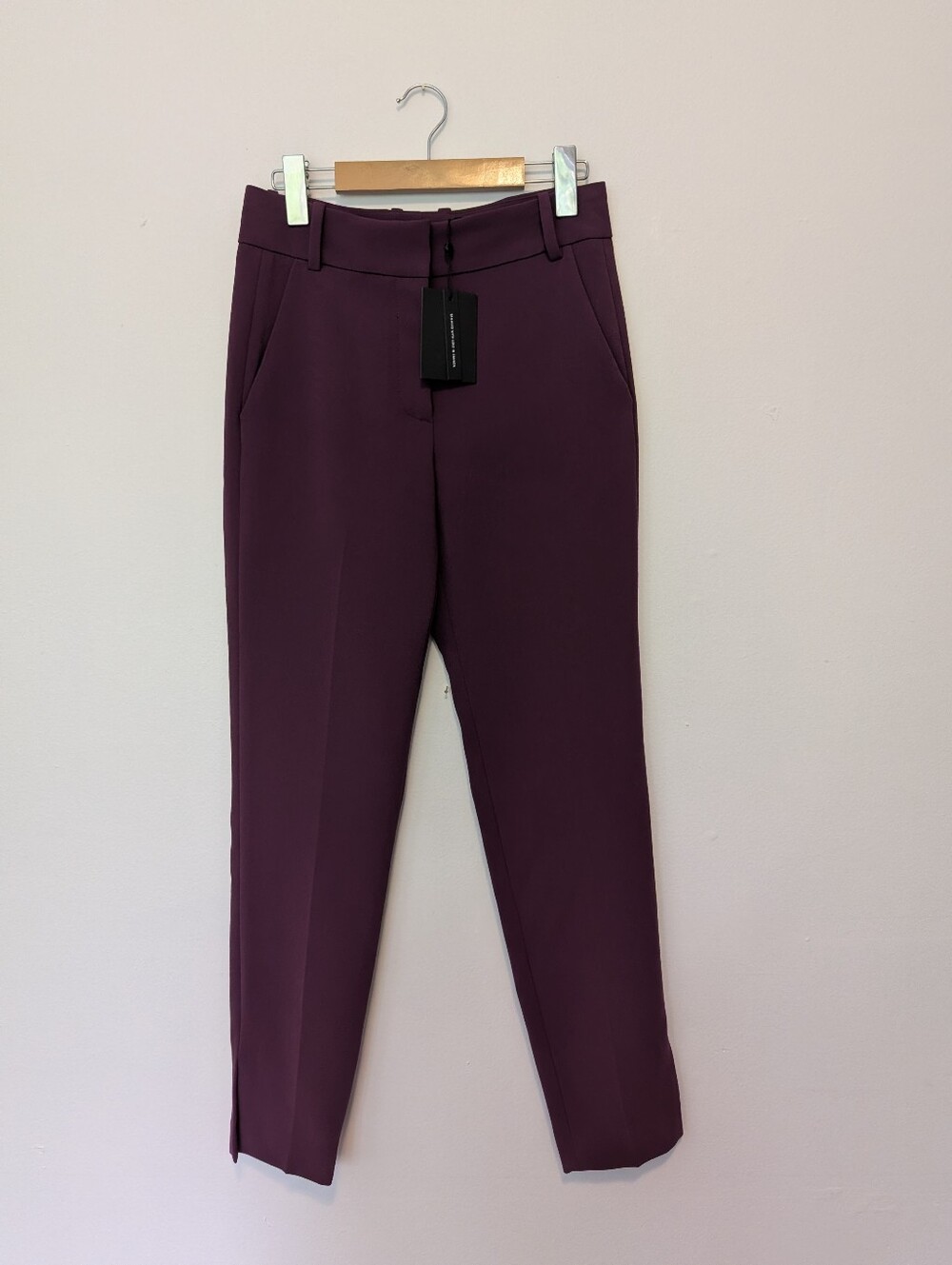 NWT Judith & Charles Nantes Trousers Ankle Pants Plum Purple Triacetate  Chic 0